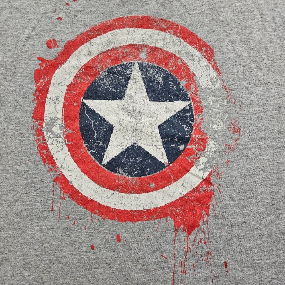 Captain America Marvel Gray Short Sleeve Cotton Blend T-Shirt Men's 2XL